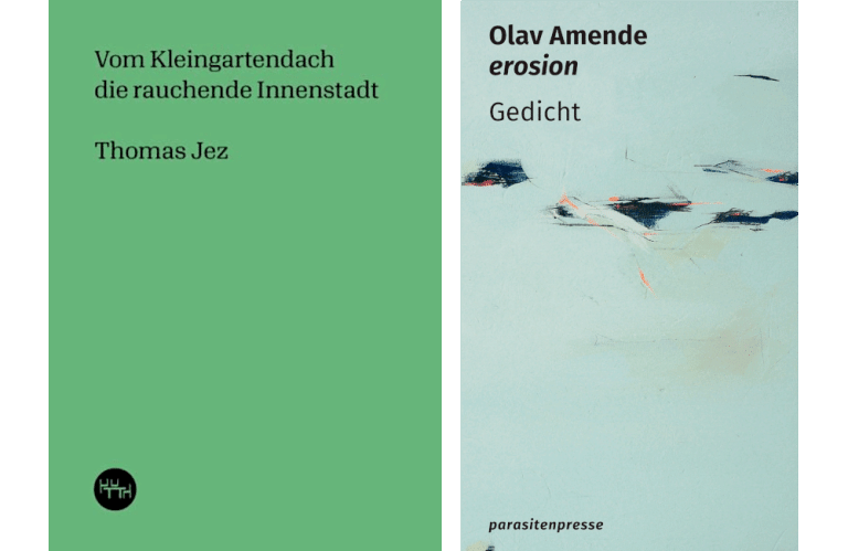 Die Cover der beiden Bücher des Abends nebeneinander