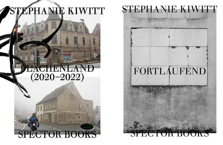 Auf den nebeneinander angezeigten Buchcovern sind verfallene Häuser und Fassaden zu sehen.