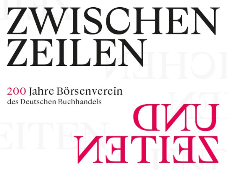 Grafik mit dem Text "Zwischen Zeilen und Zeiten 200 Jahre Börsenverein des Deutschen Buchhandels