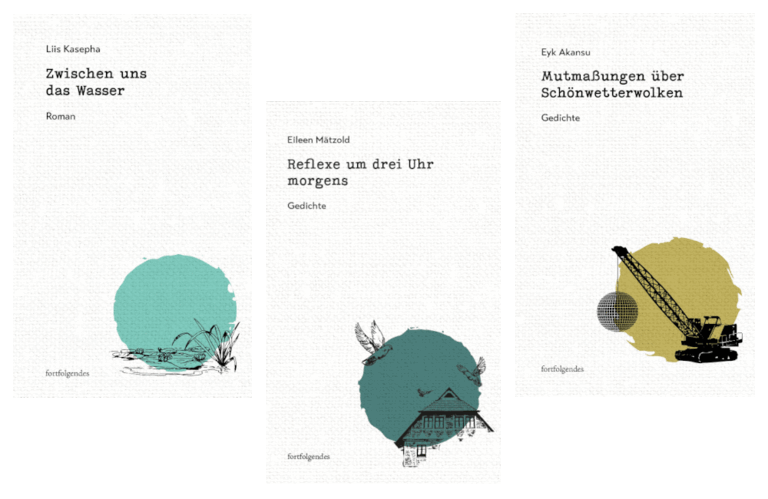 Die Cover der drei Bücher des Abends nebeneinander