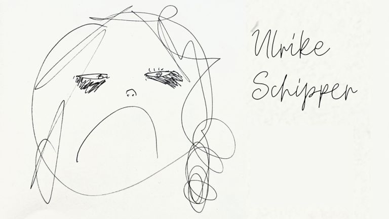 kindliche Zeichnung des Gesichts eines schlechtgelaunten Mädchens