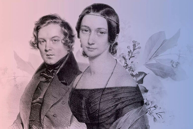 Grafik mist historischen Porträts von Robert und Clara Schumann