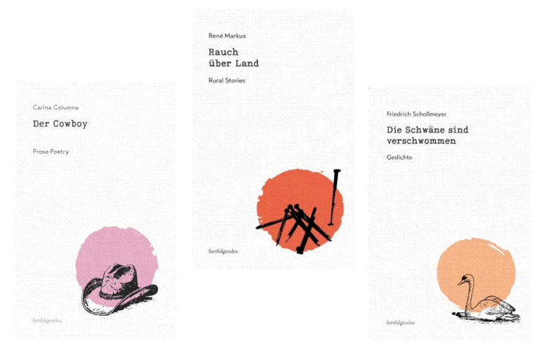 Die Cover der drei Bücher des Abends nebeneinander