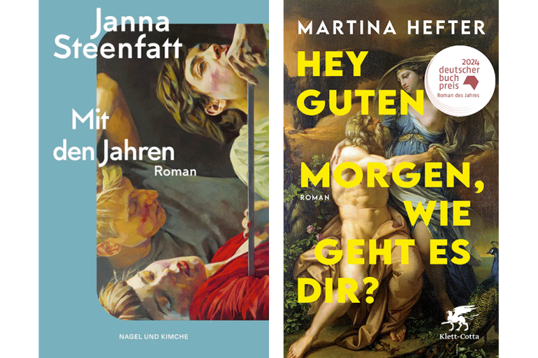 Die Buchcover von Janna Steenfatt und Martina Hefter nebeneinander - auf beiden sind historische Gemälde zu sehen.