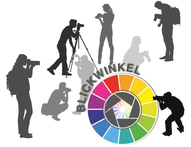 Die Grafik zur Ausstellung zeigt verschiedene Silhouette von Fotograffinnen und Fotografen