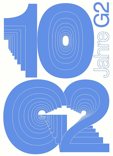 Plakat, die Ziffern und Buchstaben "10 G2" zeigt