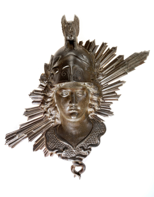 Der antik anmutende Kopf der Athene aus Bronze