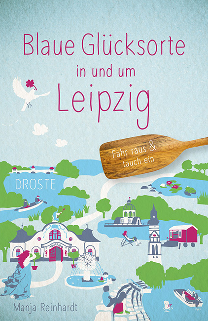 Das Buchcover zeigt eine Zeichnung mit verschiedenen schönen Orten in Leipzig.