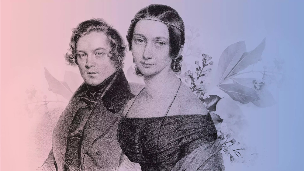 Grafik mist historischen Porträts von Robert und Clara Schumann