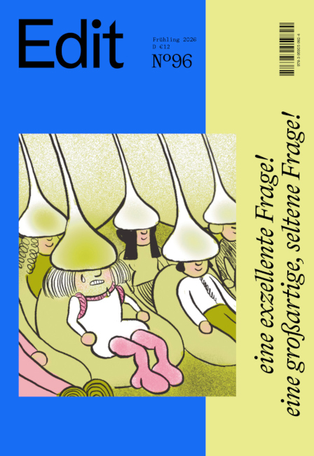 Auf dem Einband der Zeitschrift ist eine Grafik mit Personen zu sehen, die in Sesseln sitzen und alle eine Haube auf dem Kopf haben.