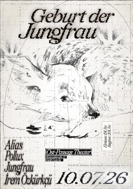 Auf dem Plakat zur Vorstellung ist ein kleines zusammengerolltes Tier zu sehen, das ein Hund oder ein Fuchs sein könnte.