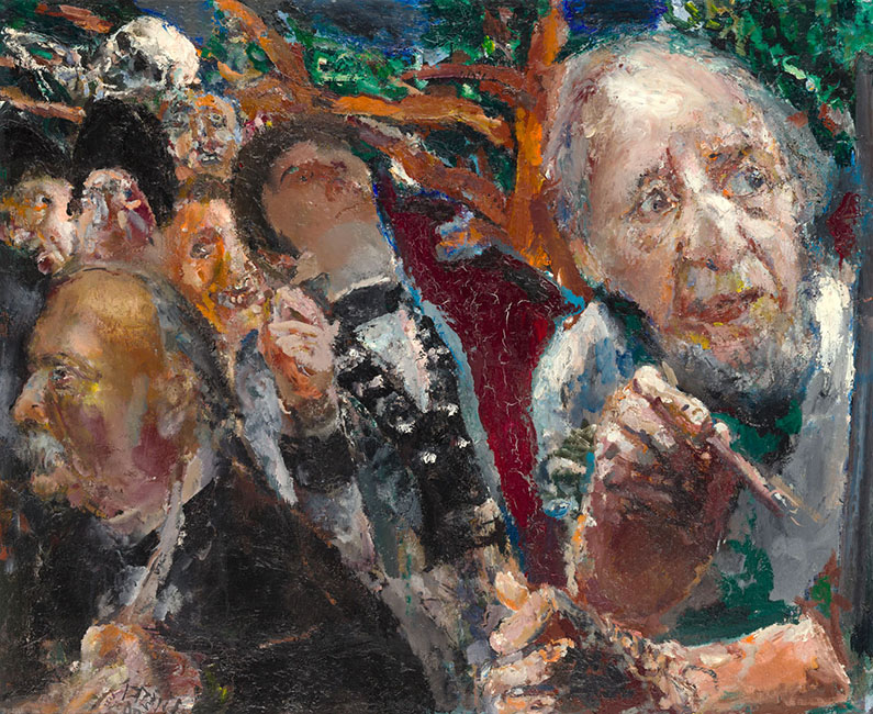 Selbstportrait des Malers mit einer Reihe historischer Persönlichkeiten im Hintergrund