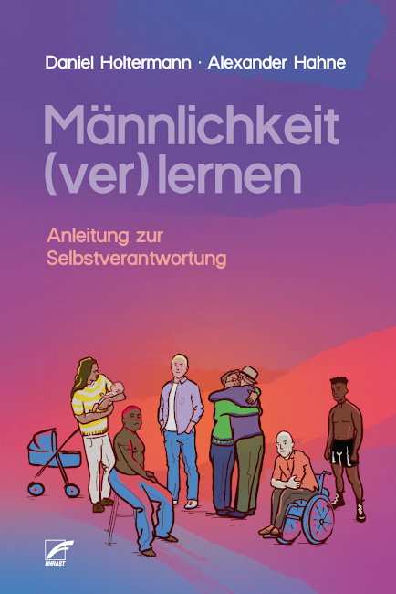 Auf dem Buchumschlag sind einfache Bildchen von Männern, zum Beispiel ein Vater und ein Sportler, zu sehen.