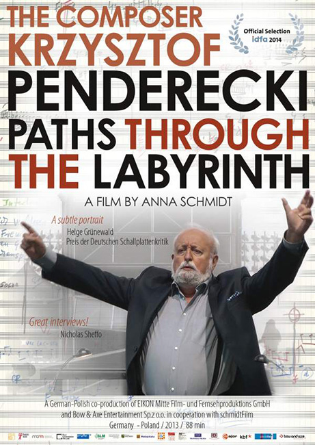 Ein Filmplakat zeigt den Komponisten mit erhobenen Armen beim Dirigieren