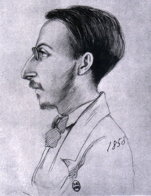 Historische Profilzeichnung des jungen Komponisten