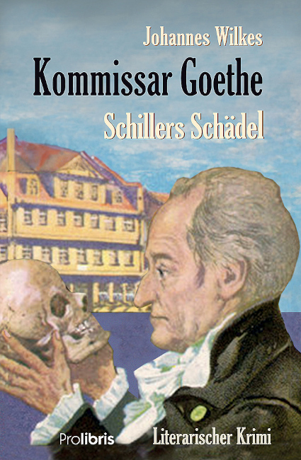 Auf dem Buchcover ist Goethe abgebildet, der einen Totenschädel in den Händen hält.