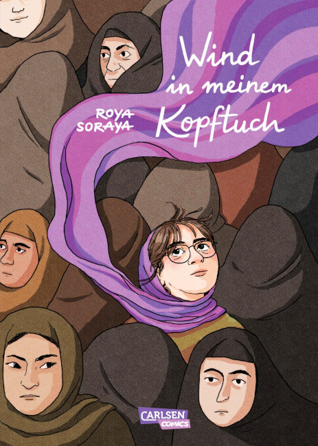Auf dem Buchcover sind Frauen mit Kopftüchern zu sehen. Das Tuch einer jungen Frau in ihrer Mitte hat sich gelöst und wehr im Wind.