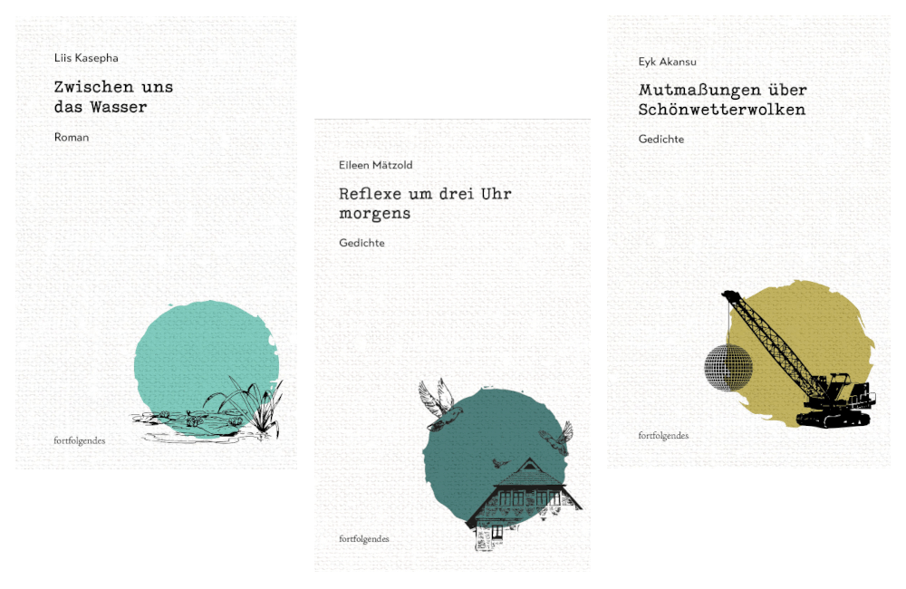 Die Cover der drei Bücher des Abends nebeneinander