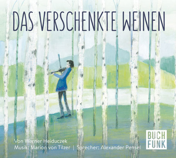 Auf dem Cover ist ein Birkenwäldchen zu sehen, in dem ein junger Mann Geige spielt.