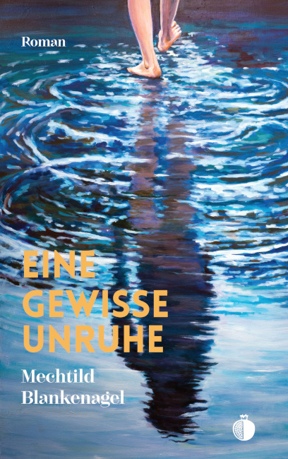 Das Buchcover zeigt die Füße einer Person, die durch flaches, spiegelndes Wasser läuft.
