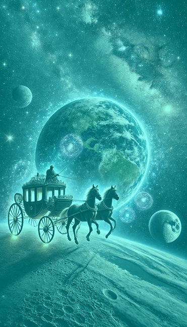 Grafik, die eine Kutsche auf dem Mond zeigt